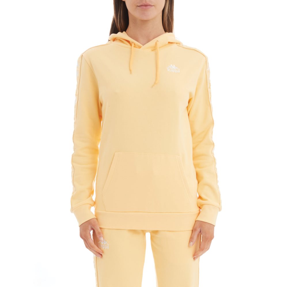 Kappa 222 Banda Thebundaberg Hoodie Light Yellow White | 23154-PKWM