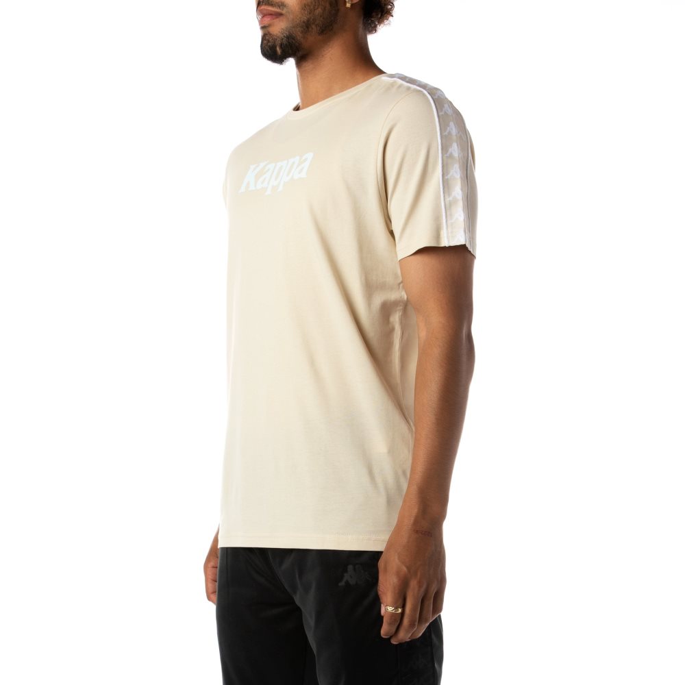 Kappa 222 Banda Torio T Shirts Beige White | 01784-HYUR