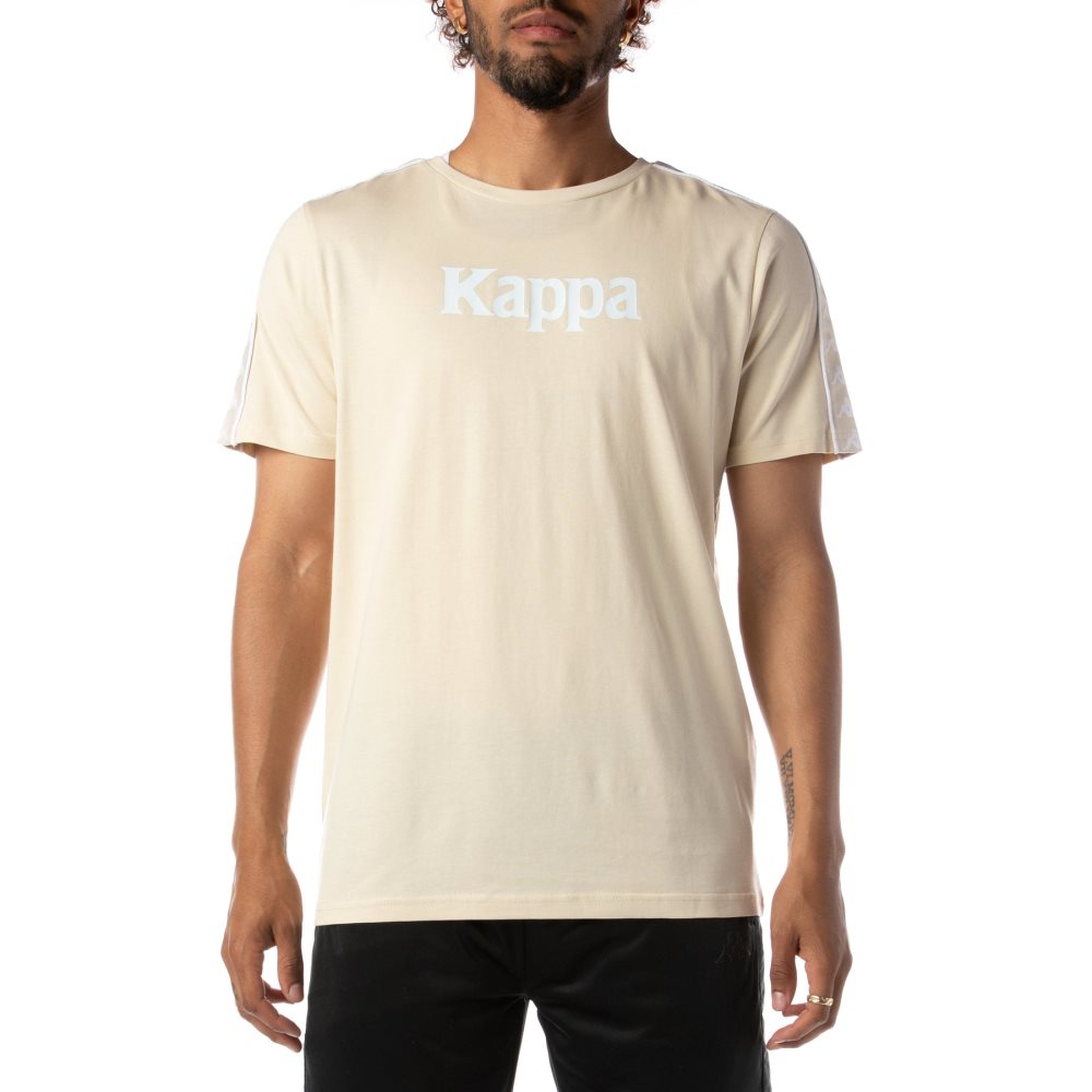 Kappa 222 Banda Torio T Shirts Beige White | 01784-HYUR