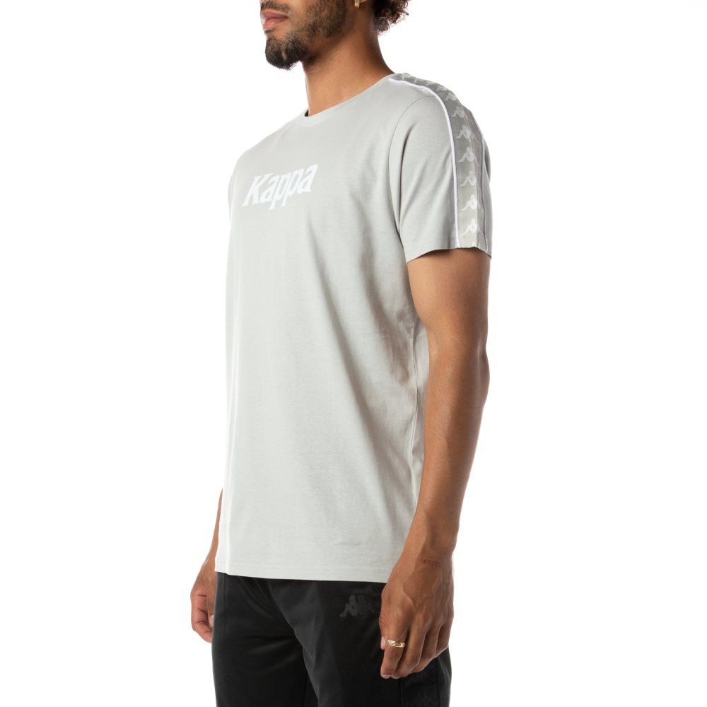 Kappa 222 Banda Torio T Shirts Grey White | 63015-OHEQ