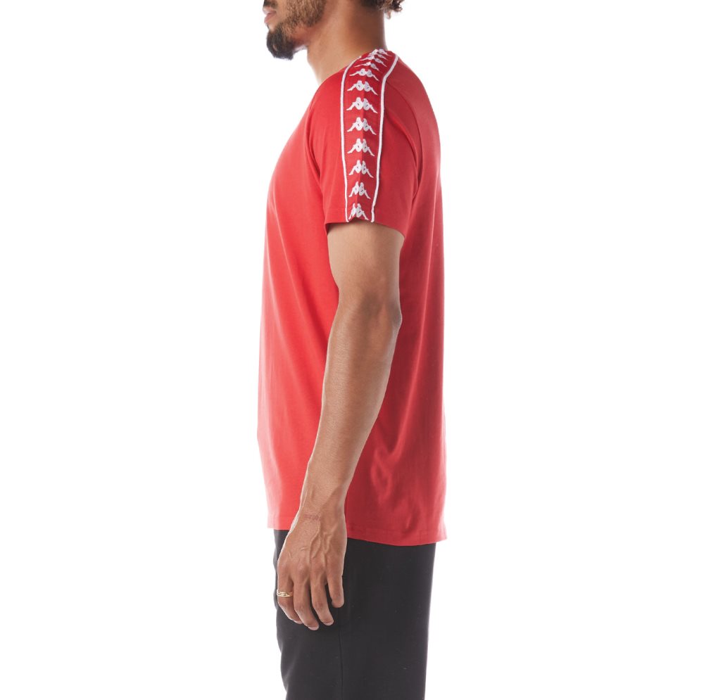 Kappa 222 Banda Torio T Shirts Red White | 85921-QVDI