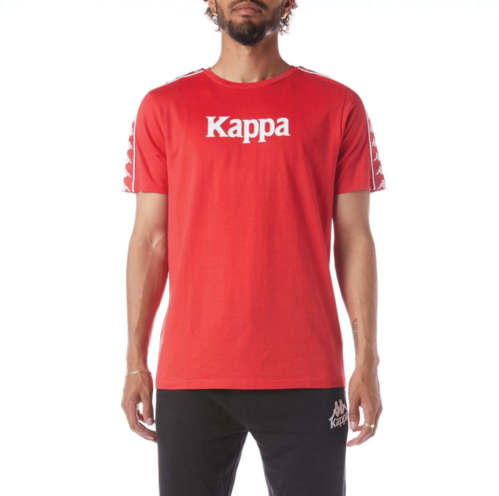 Kappa 222 Banda Torio T Shirts Red White | 85921-QVDI