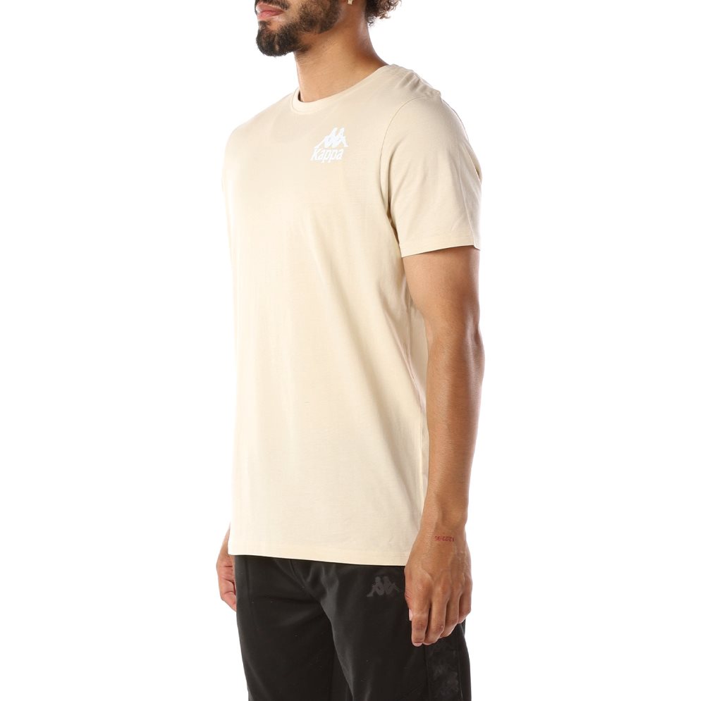 Kappa Authentic Ables T Shirts Beige White | 57031-ABRF