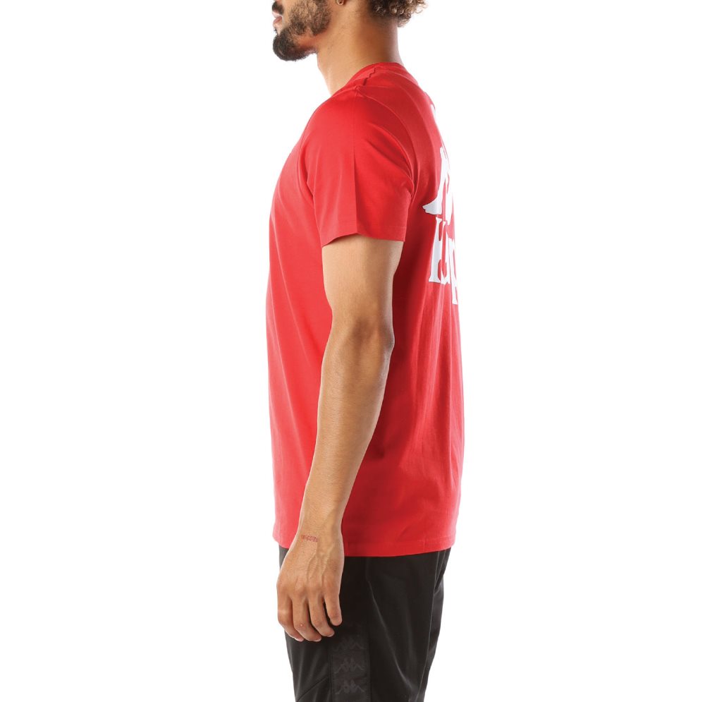 Kappa Authentic Ables T Shirts Red White | 31465-RSOE