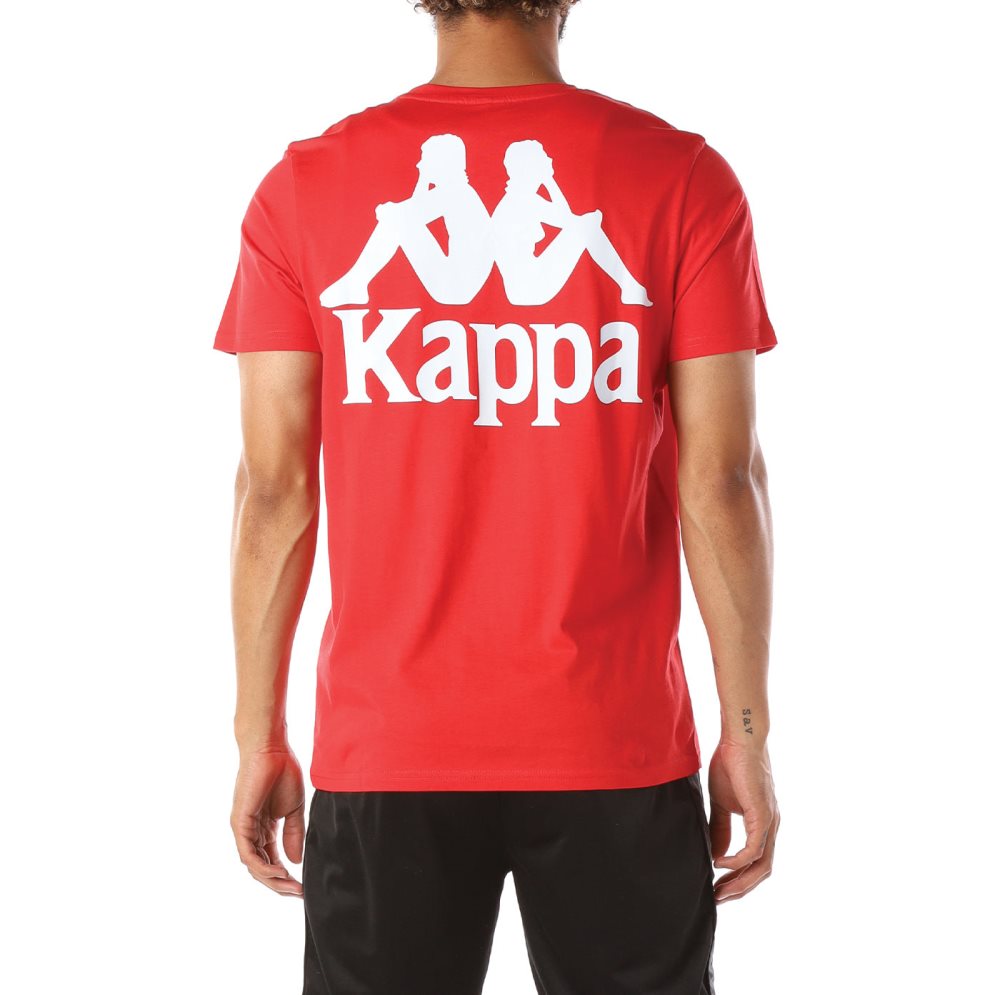 Kappa Authentic Ables T Shirts Red White | 31465-RSOE