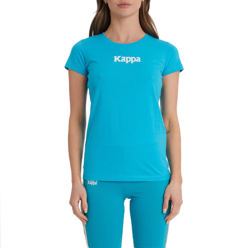 Kappa Authentic Amboasary T Shirts Light Turquoise | 67829-RDNE