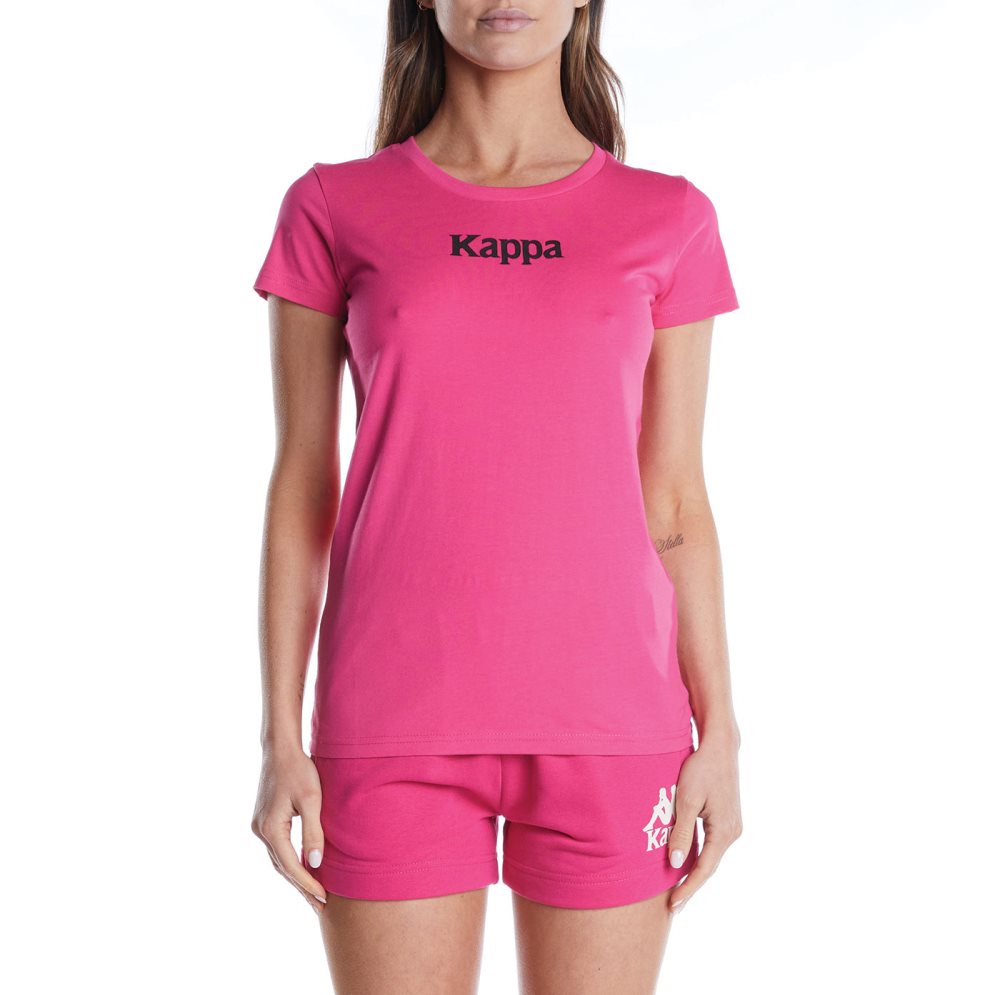 Kappa Authentic Amboasary T Shirts Pink Black | 01963-QMJX