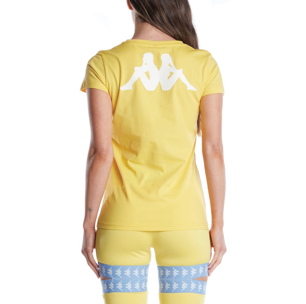 Kappa Authentic Amboasary T Shirts Yellow Light Blue | 25930-MUFV