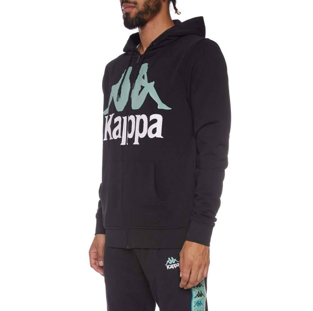 Kappa Authentic Awert Hoodie Black | 31402-HUAY