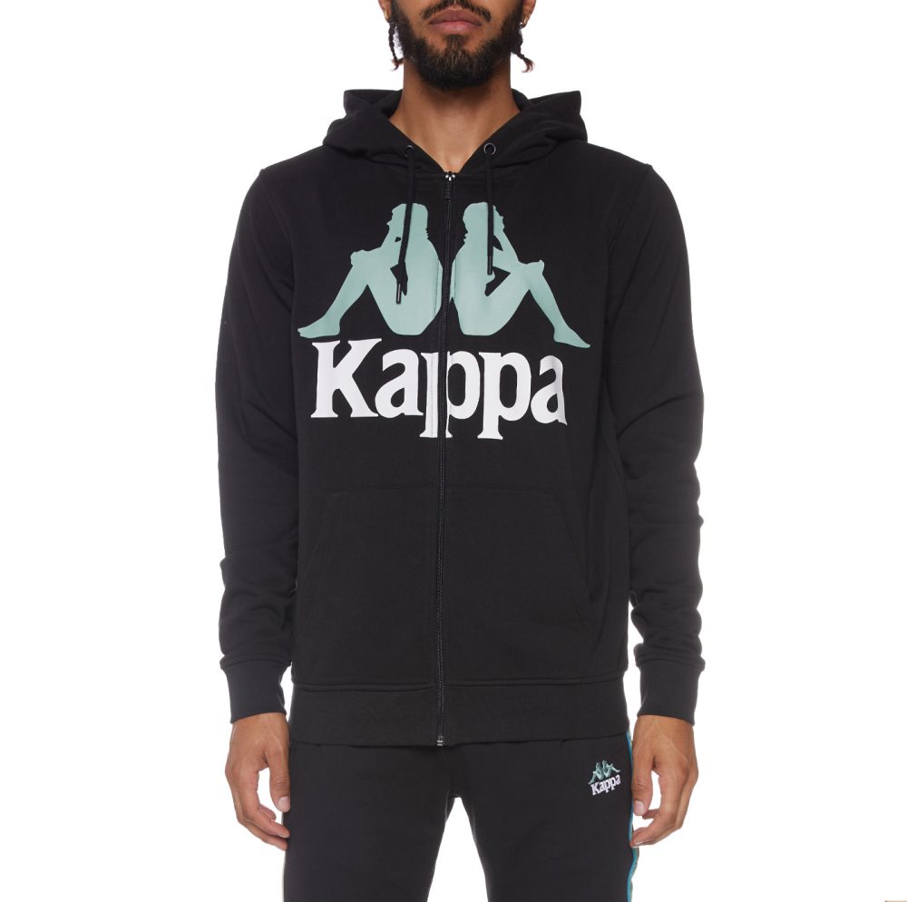 Kappa Authentic Awert Hoodie Black | 31402-HUAY