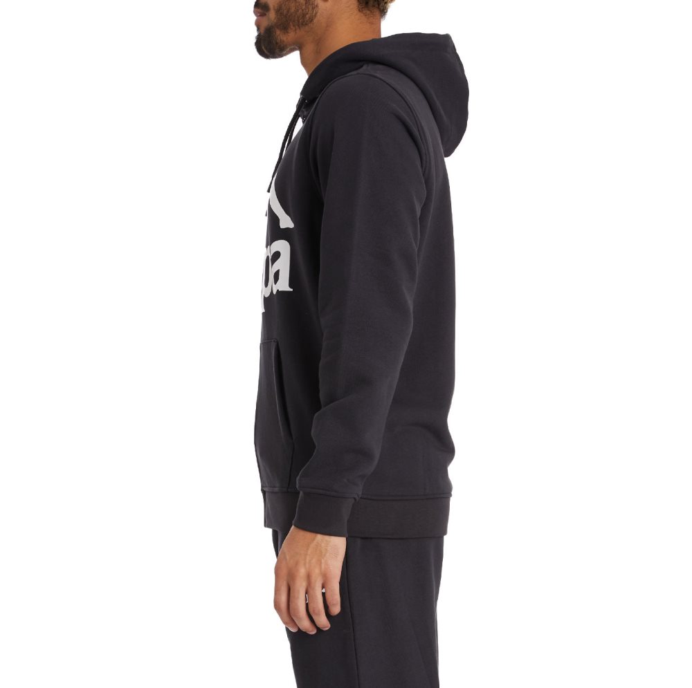 Kappa Authentic Awert Hoodie Black White | 05637-BJUG