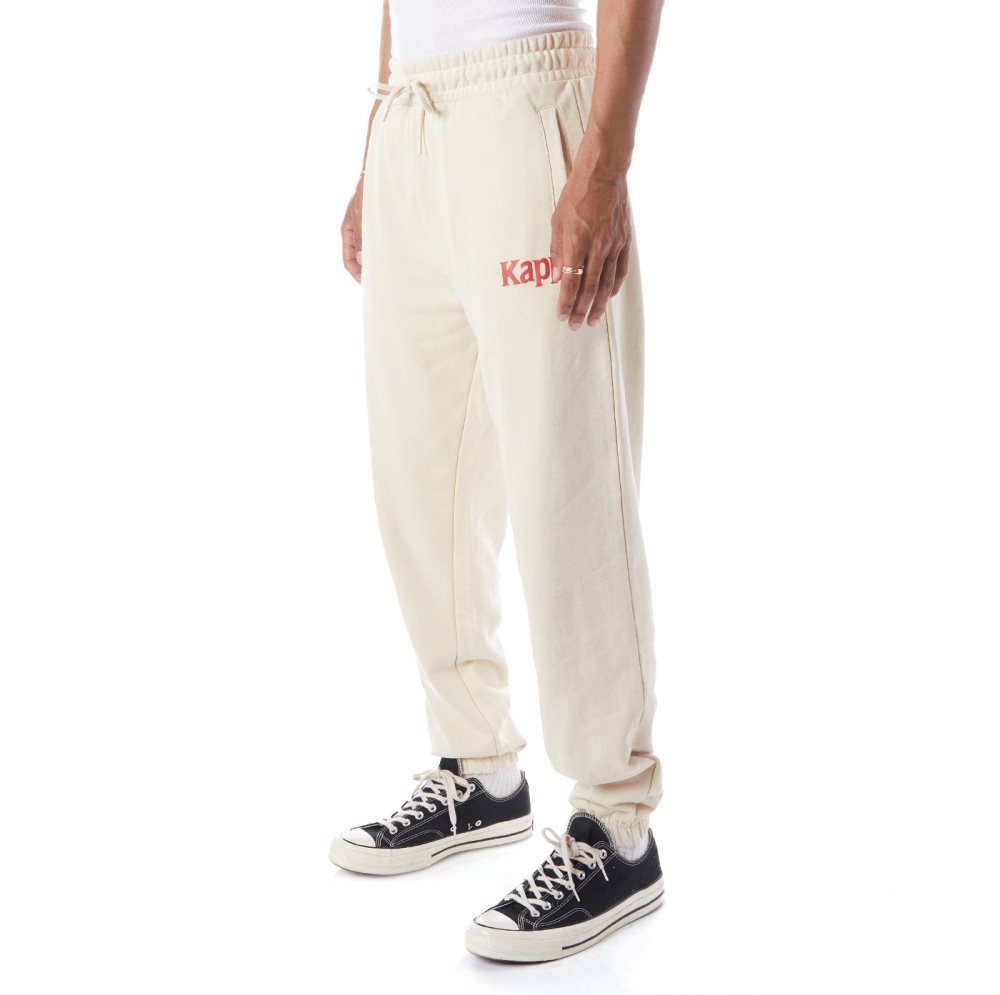 Kappa Authentic Coevorden Sweatpants Beige White | 83046-RATH