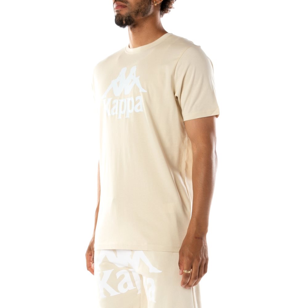 Kappa Authentic Estessi T Shirts Beige White | 96307-RHVJ