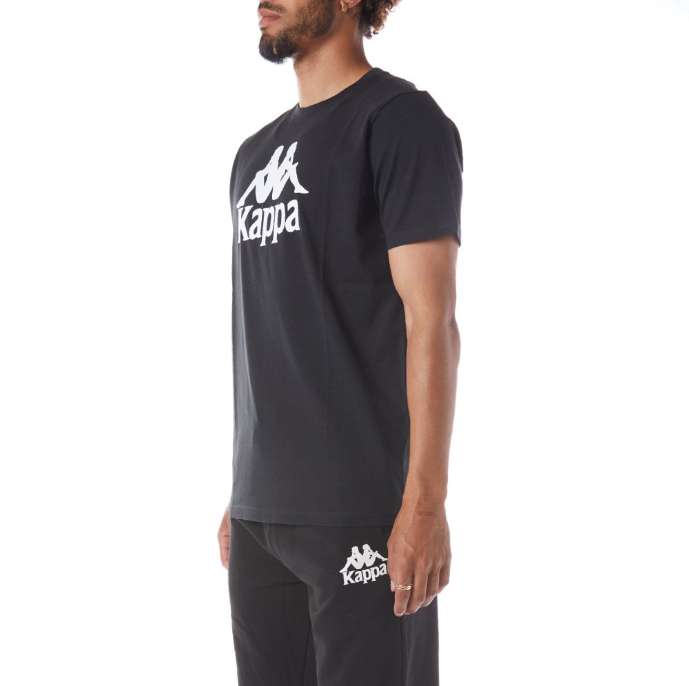 Kappa Authentic Estessi T Shirts Black White | 63109-QJLP