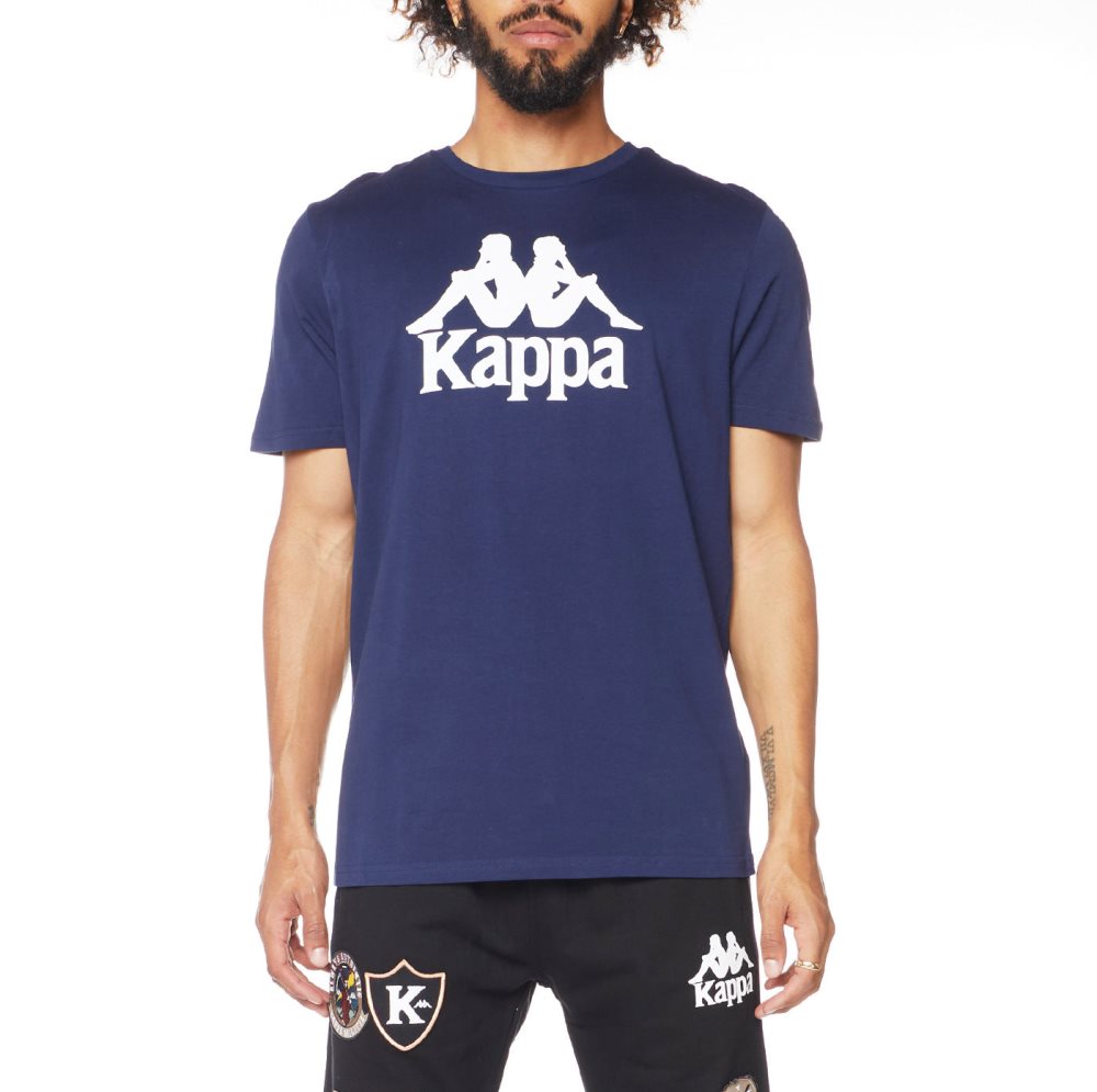 Kappa Authentic Estessi T Shirts Blue White | 61258-EPAT