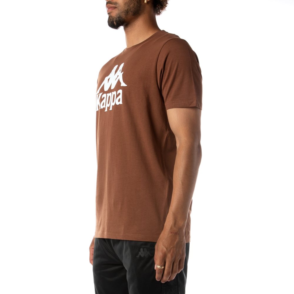 Kappa Authentic Estessi T Shirts Brown White | 45219-ANED