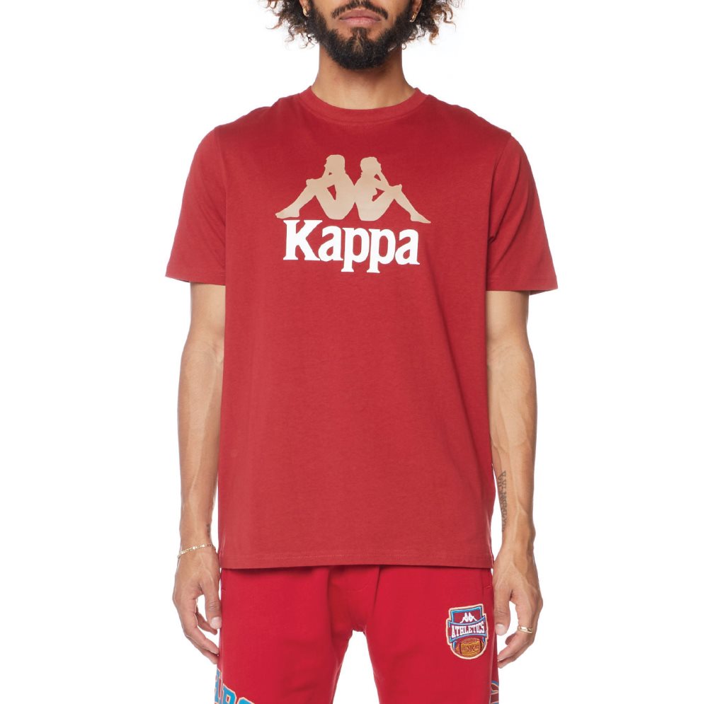 Kappa Authentic Estessi T Shirts Burgundy | 08243-MBDV