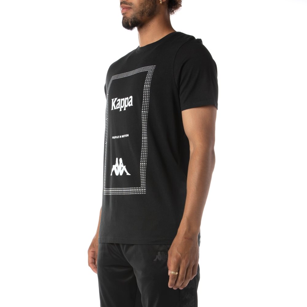 Kappa Authentic Graphik Graphy T Shirts Black | 19504-ESVU