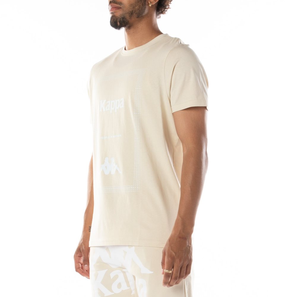 Kappa Authentic Graphik Graphy T Shirts Beige | 92678-VCAF