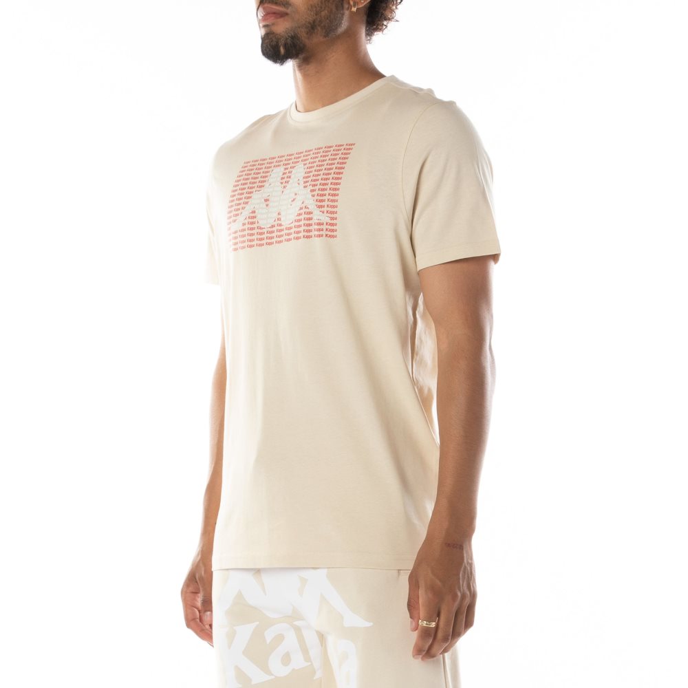 Kappa Authentic Graphik Ramone T Shirts Beige White | 45618-IFAR