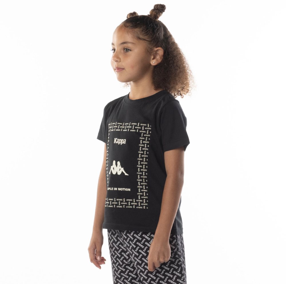 Kappa Authentic Graphy T Shirts Black Brown | 74295-RHVD