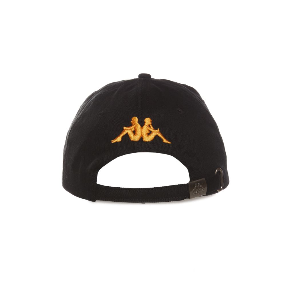 Kappa Authentic Hoogeveen Caps Black Orange | 89341-WXPJ