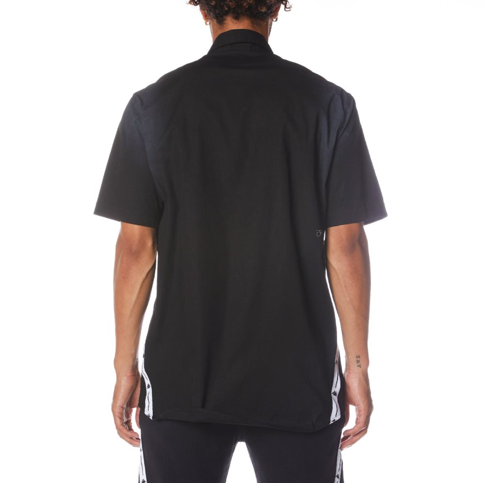 Kappa Authentic Jpn Takata Button Down T Shirts Black | 30286-DIQH