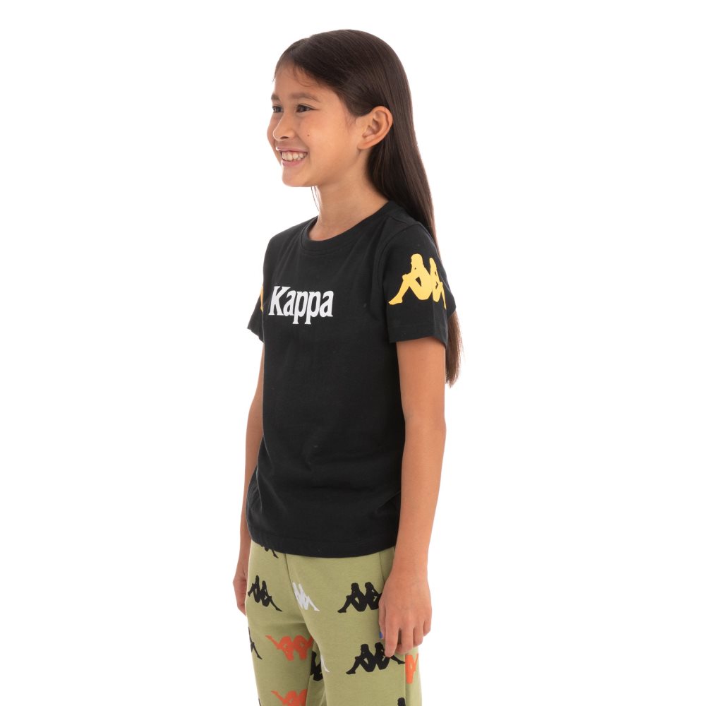 Kappa Authentic Paroo T Shirts Black | 43576-XNQF