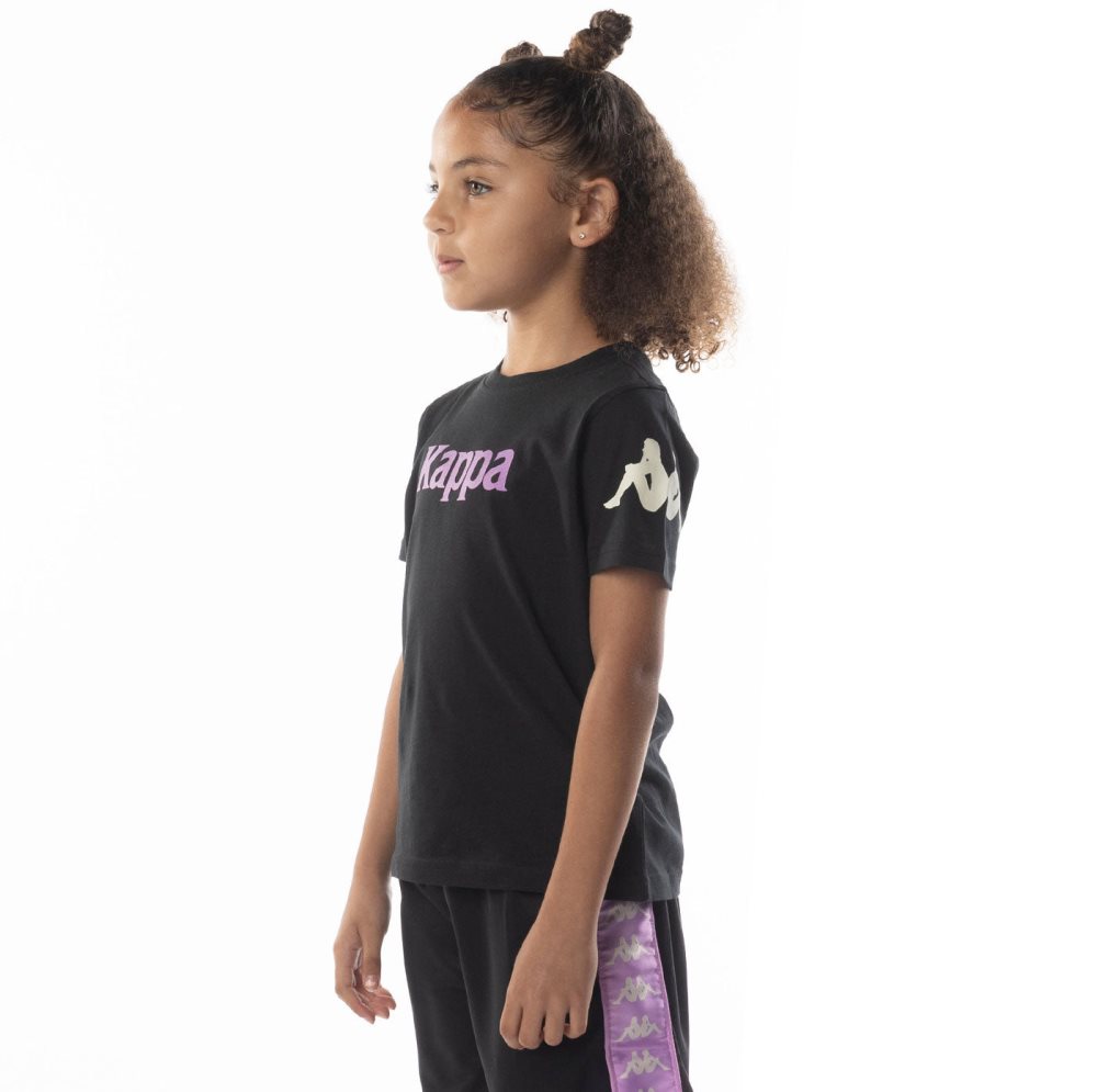 Kappa Authentic Paroo T Shirts Black Purple | 15809-BMVL