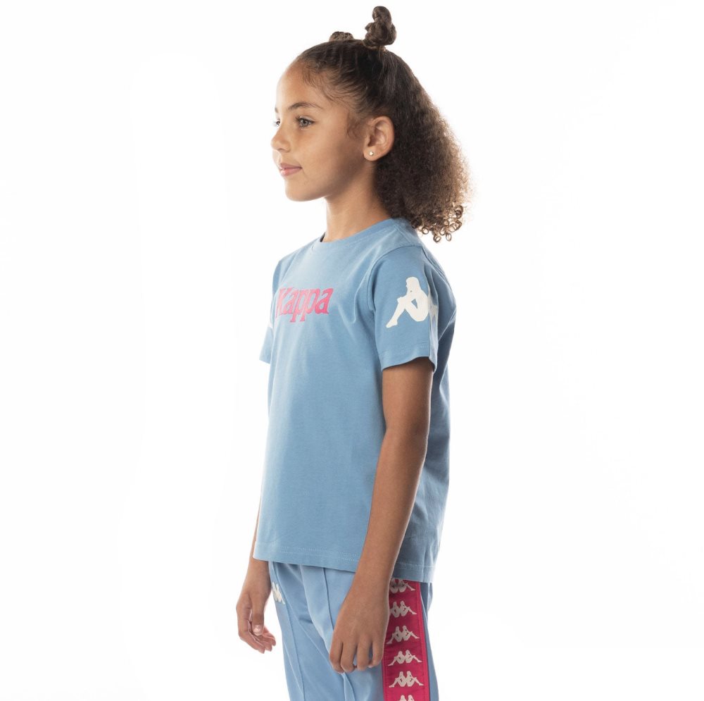 Kappa Authentic Paroo T Shirts Light Blue Pink | 57468-DOLT