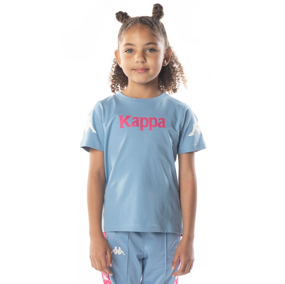 Kappa Authentic Paroo T Shirts Light Blue Pink | 57468-DOLT