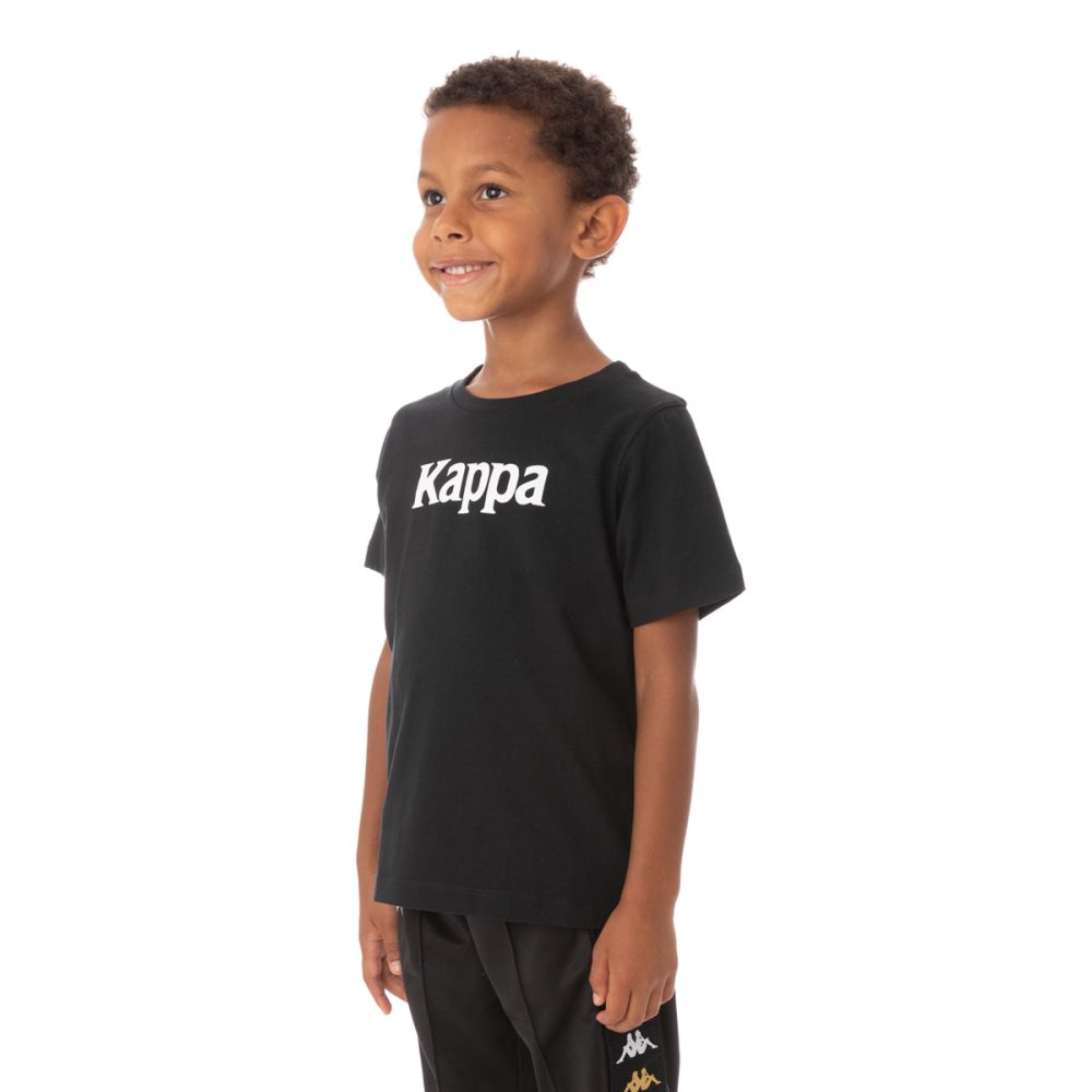 Kappa Authentic Runis T Shirts Black | 56734-SJYW