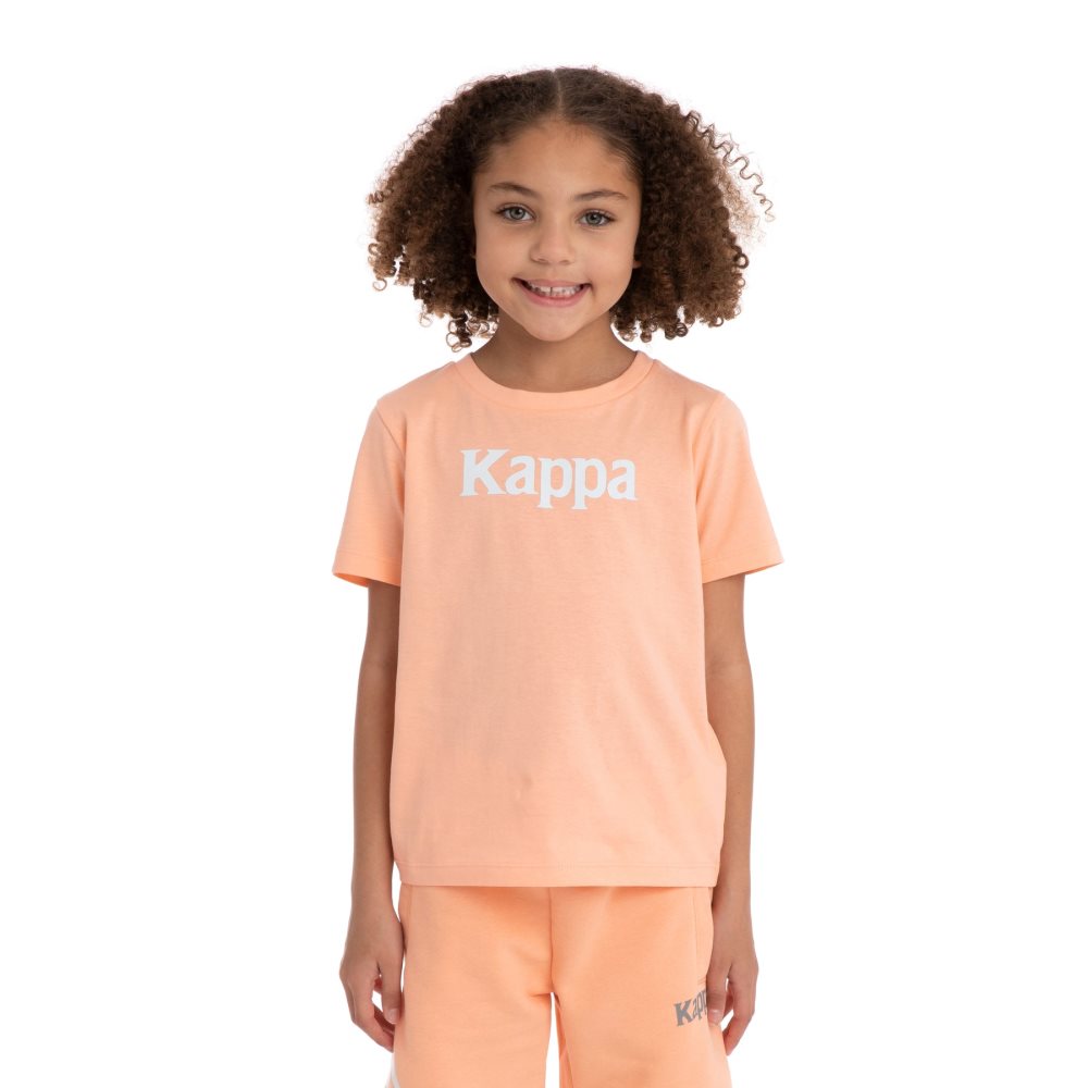 Kappa Authentic Runis T Shirts Coral White | 17268-TXWL