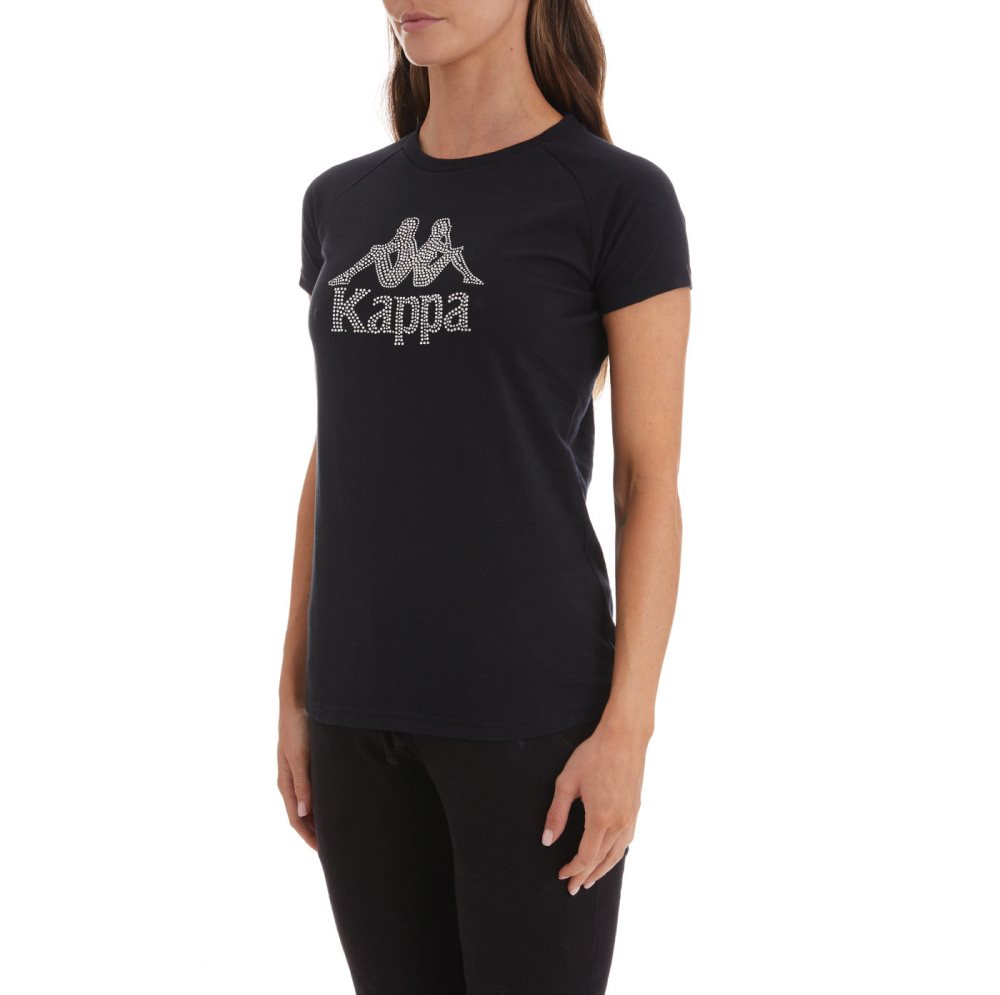 Kappa Authentic Shaira T Shirts Black | 87510-SFOU