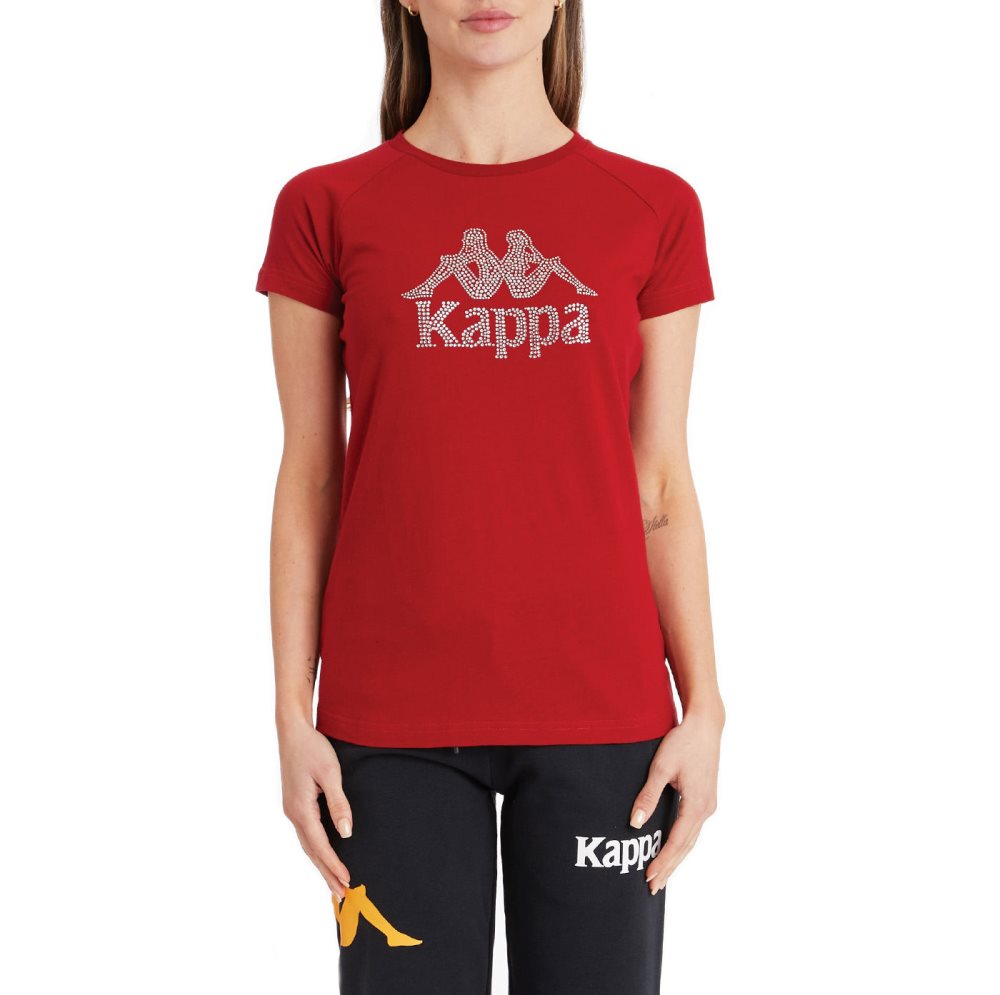 Kappa Authentic Shaira T Shirts Red | 73851-TBSP