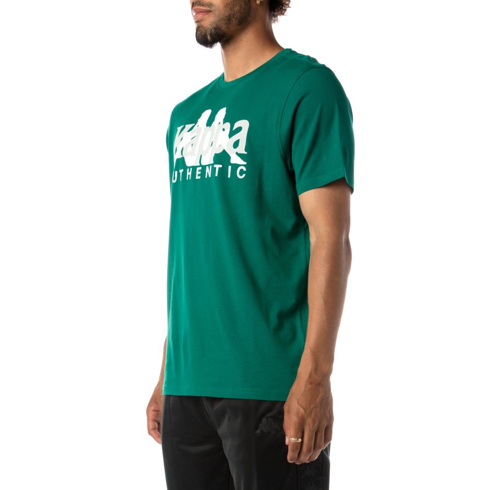 Kappa Authentic Vanguard T Shirts Green | 53679-RLKJ