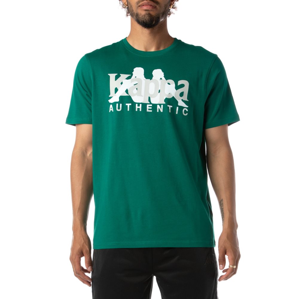 Kappa Authentic Vanguard T Shirts Green | 53679-RLKJ