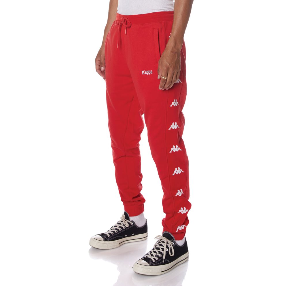 Kappa Authentic Volki Sweatpants Red White | 45826-HEXD