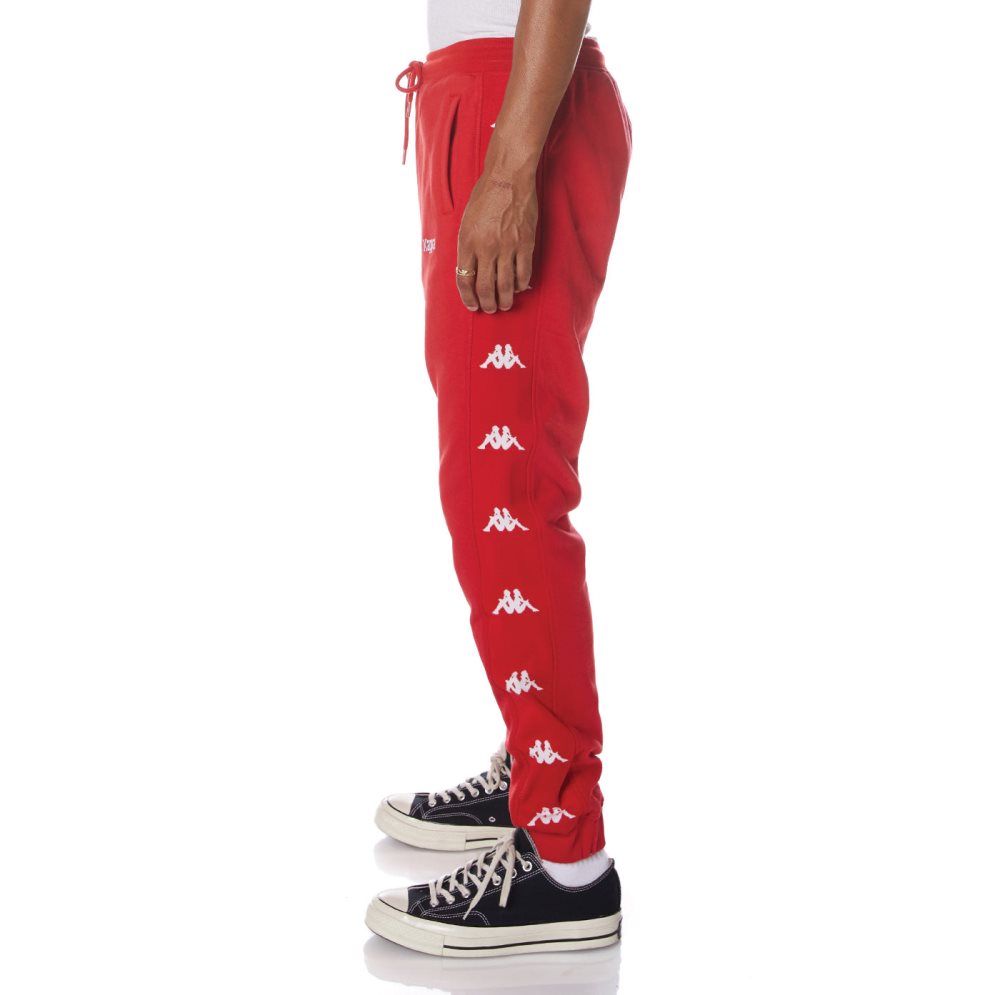 Kappa Authentic Volki Sweatpants Red White | 45826-HEXD