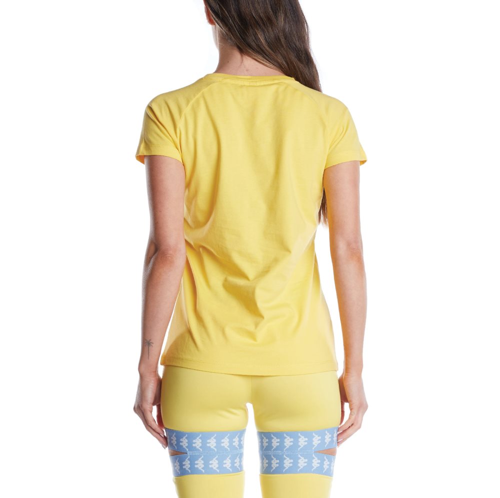 Kappa Authentic Vreelas T Shirts Yellow Light Blue | 04526-TJPB