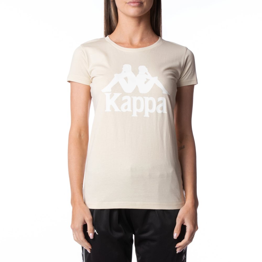 Kappa Authentic Westessi T Shirts Beige White | 79185-EIXP