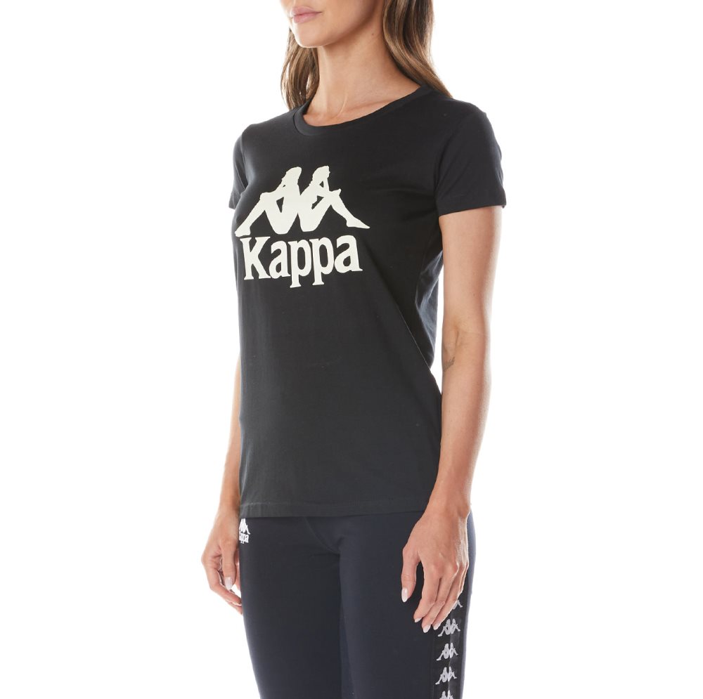 Kappa Authentic Westessi T Shirts Black Brown | 96542-UNJE