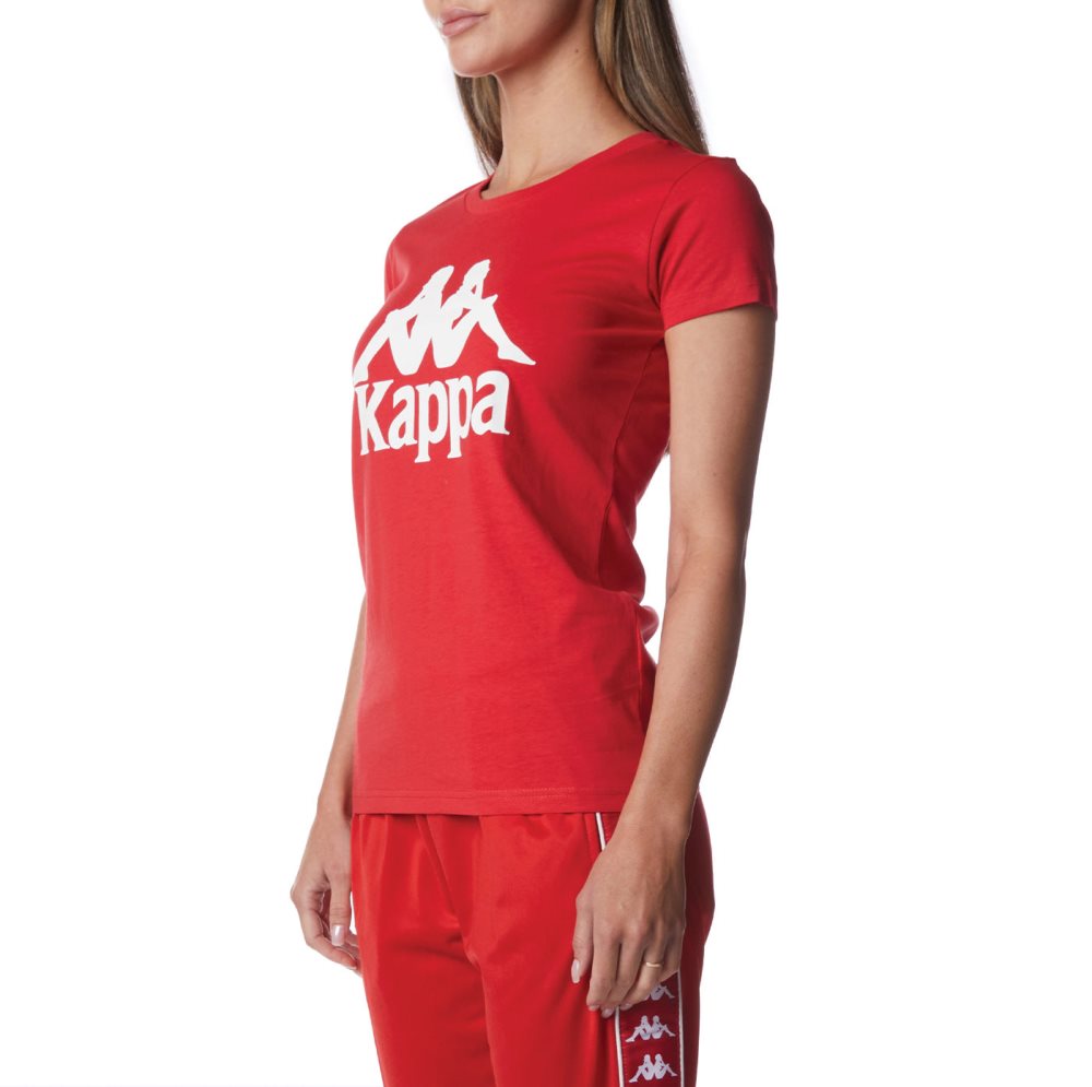 Kappa Authentic Westessi T Shirts Red White | 95270-HLUY