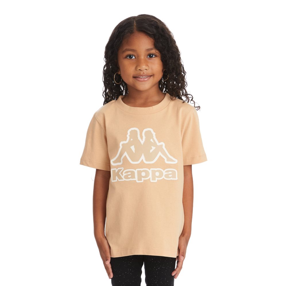 Kappa Logo Bant T Shirts Beige | 04397-LKMF