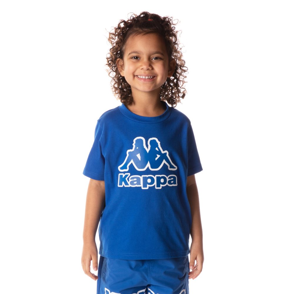 Kappa Logo Bant T Shirts Blue | 07952-QZHD