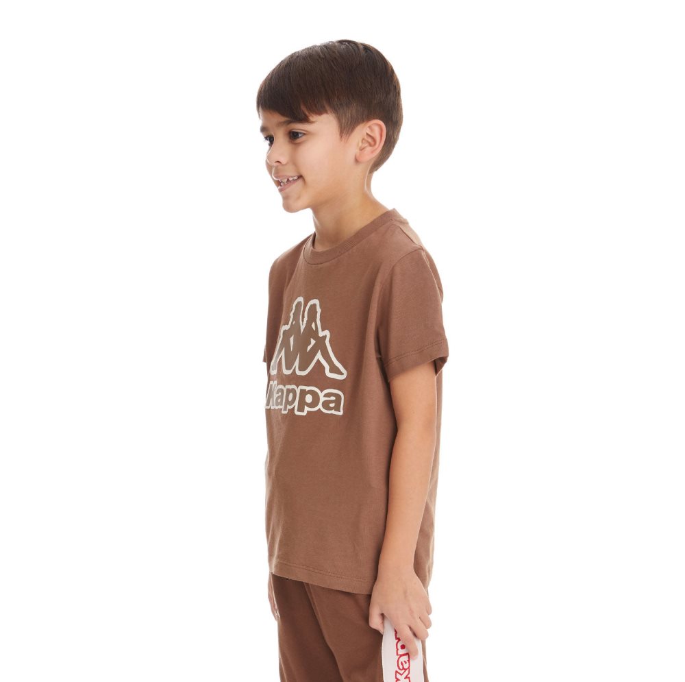 Kappa Logo Bant T Shirts Brown | 29386-IHPU