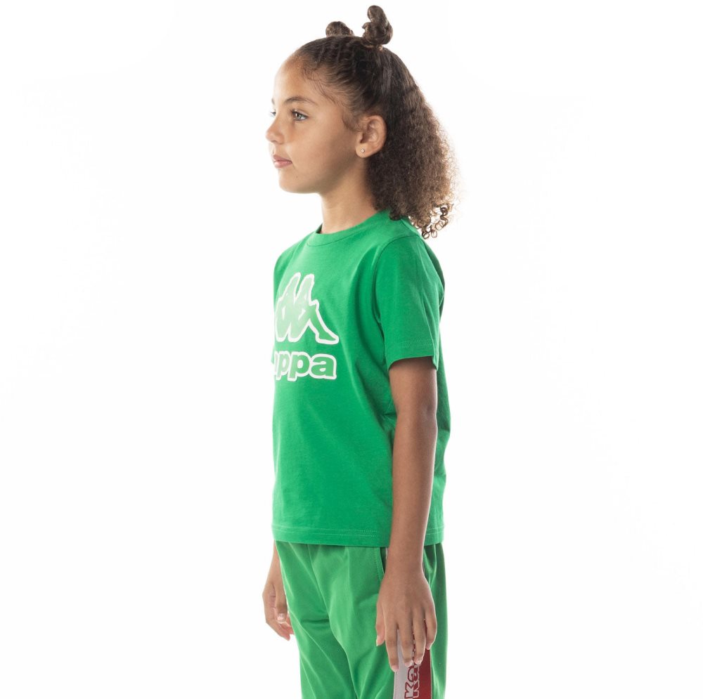 Kappa Logo Bant T Shirts Green | 10562-GTIC