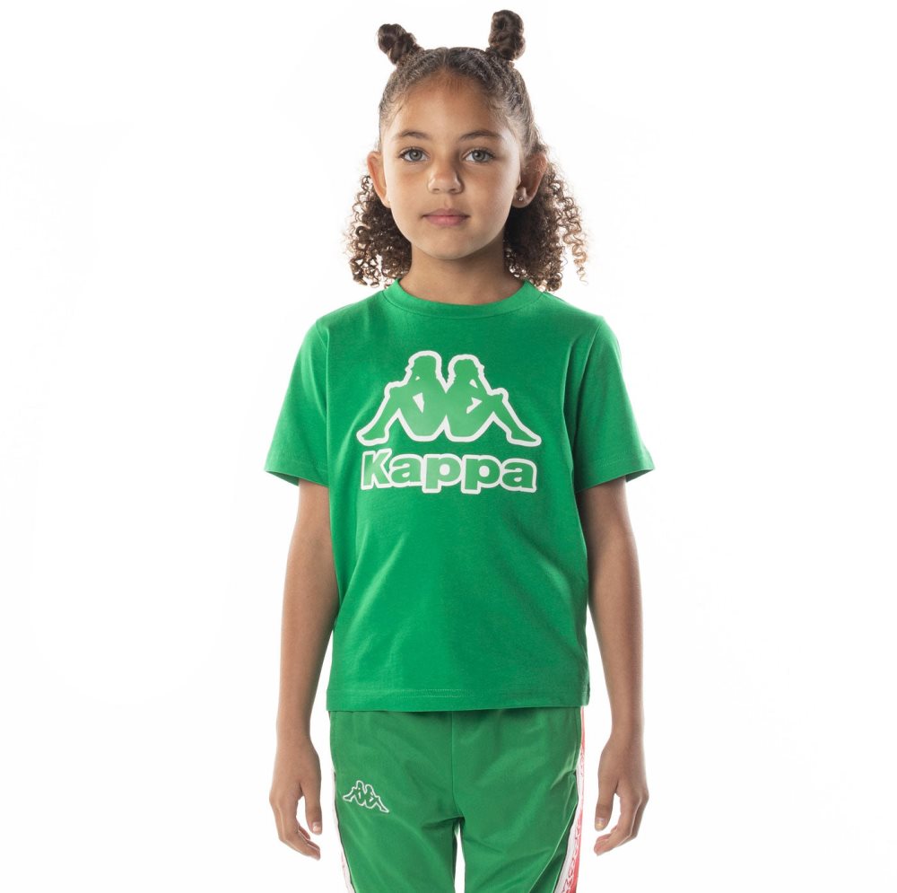 Kappa Logo Bant T Shirts Green | 10562-GTIC