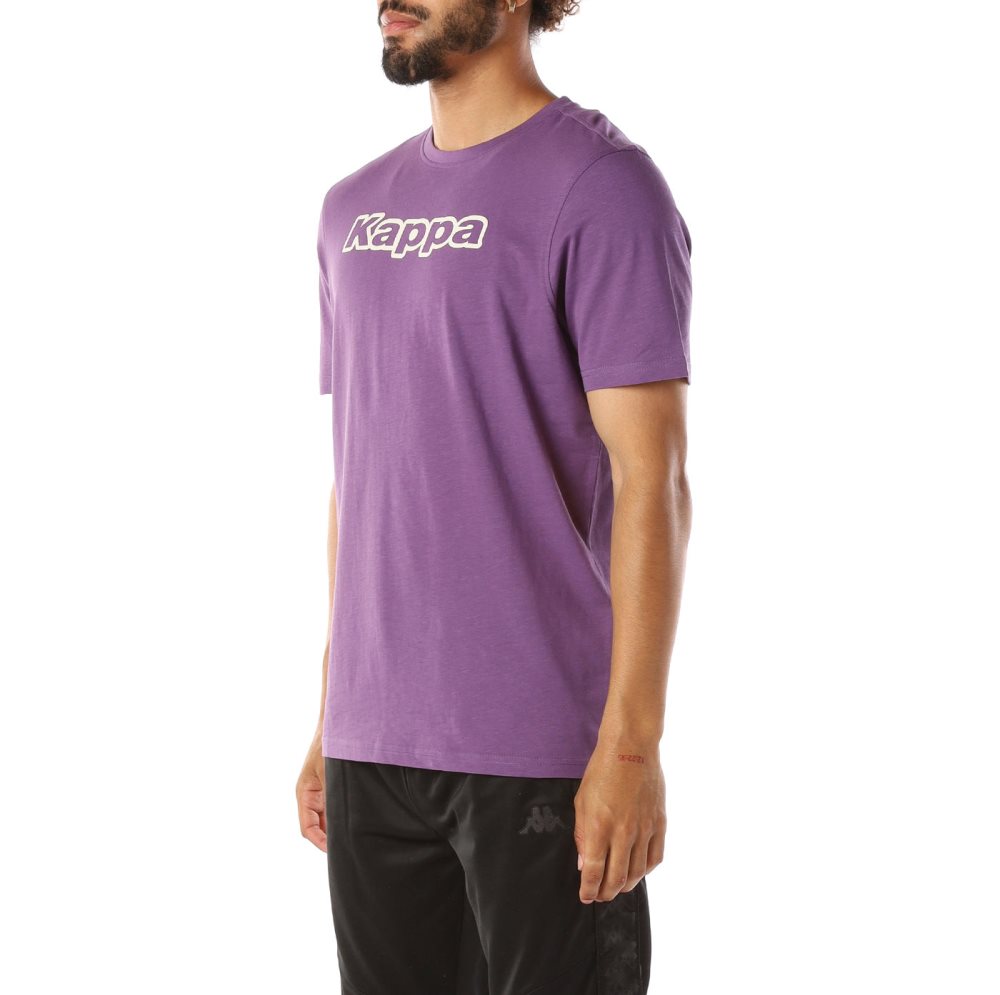 Kappa Logo Cabal T Shirts Purple | 32847-GYPN