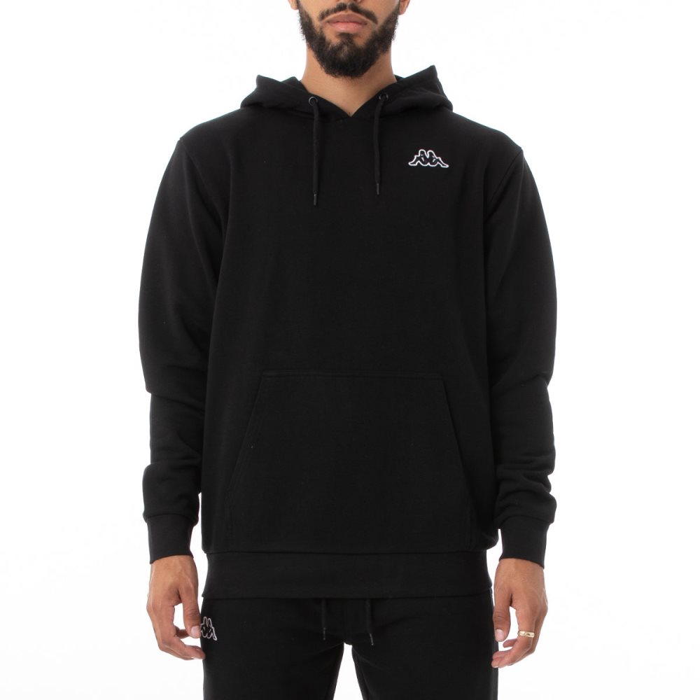 Kappa Logo Fleece Caiok Hoodie Black | 15046-HLBG